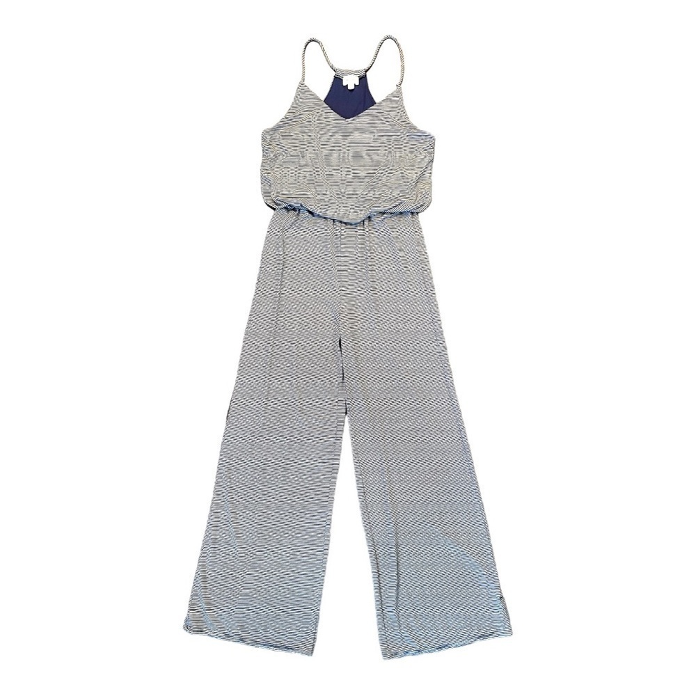 ROLLA COSTER, NAUTICAL LOOK JUMPSUIT IN NAVY & WHITE HORIZONTAL STRIPE, SIZE S